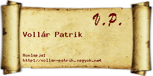 Vollár Patrik névjegykártya